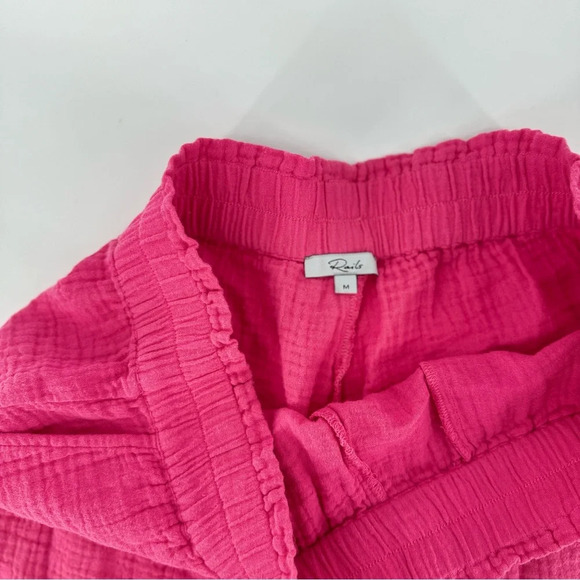 RAILS Leighton Hot Pink Muslin Cotton Lightweight High Rise Pull On Shorts - Picture 3 of 4